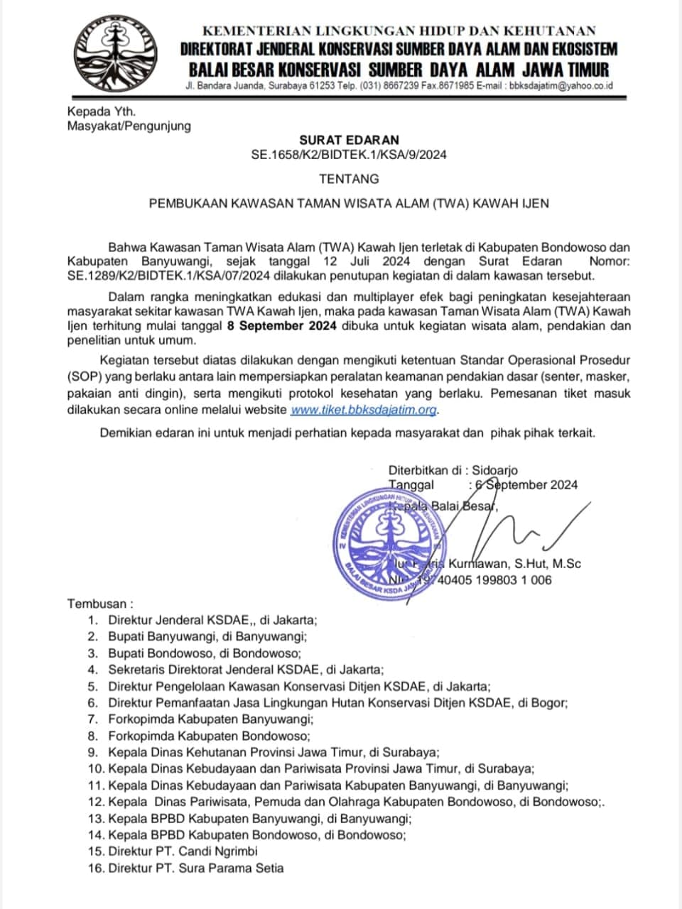 Read more about the article Ijen crater is opened for public on September 08 2024